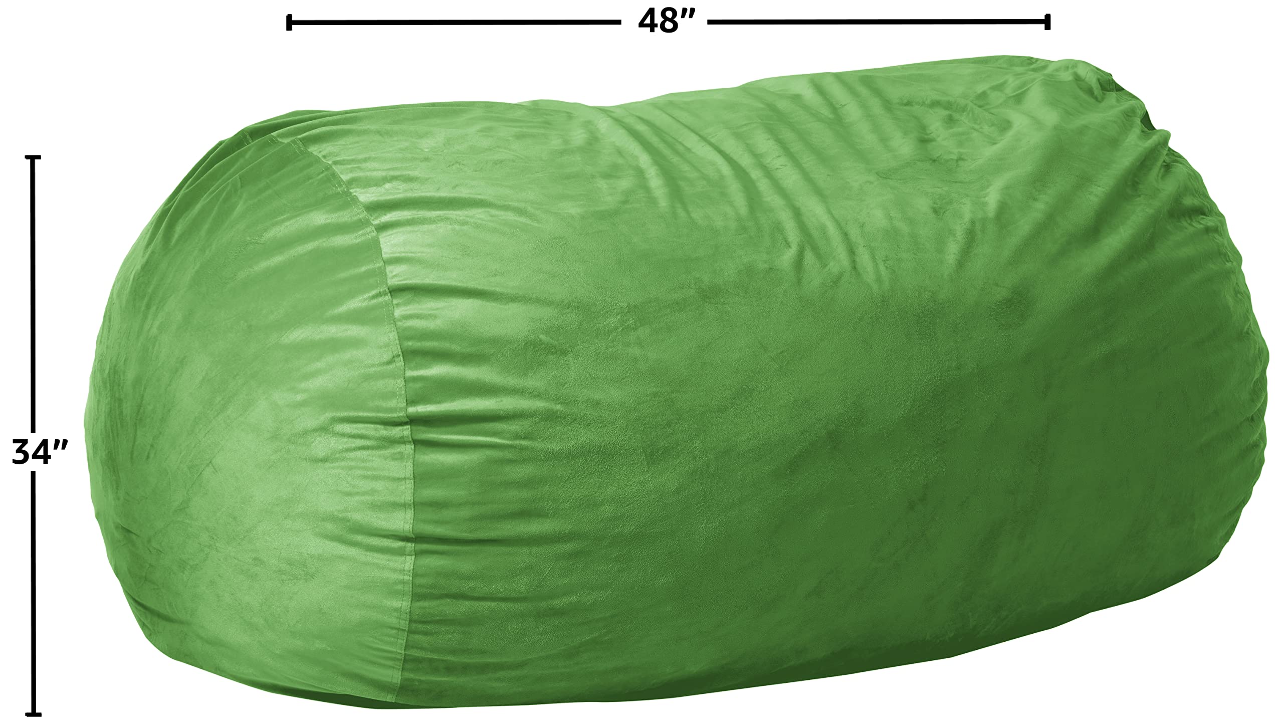 6-Foot Microsuede Bean Bag Chair Cover - Lime Green Chill Sack | Ultra Soft & Durable | Perfect for Living Rooms, Game Rooms & Dorm Decor