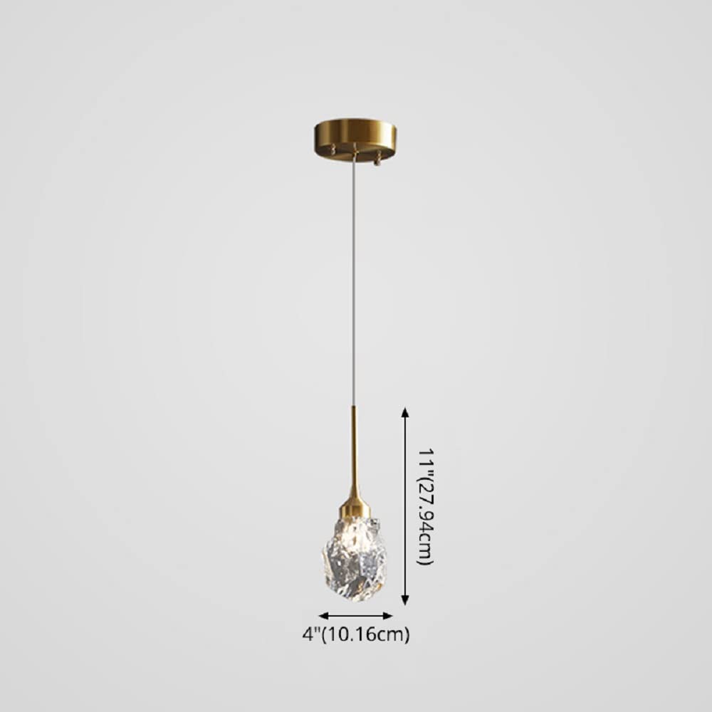 Modern Brass Finish Mini Crystal Pendant Light - 1-Light Ceiling Fixture for Living Room, Bar & Coffee Shop | Elegant Lighting for Dining Areas, Entryways & Commercial Spaces