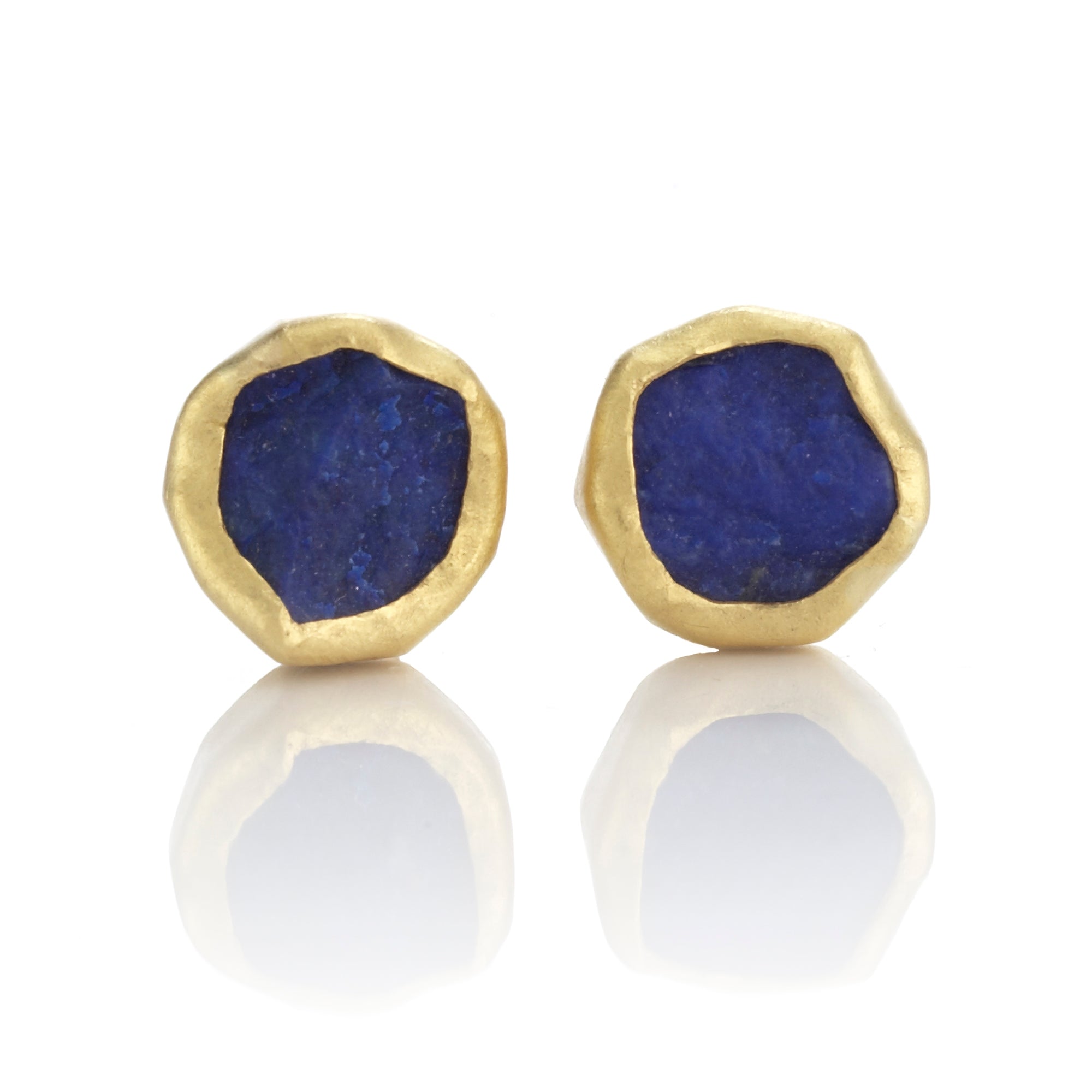 Tiny Lapis Rough Cut Earrings – Handmade Natural Stone Jewelry for Women | Perfect for Casual Wear, Office & Special Occasions