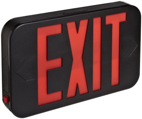 Red LED Exit Sign with Black Housing & Battery Backup - 2 Pack for Emergency Lighting in Offices, Schools & Commercial Buildings