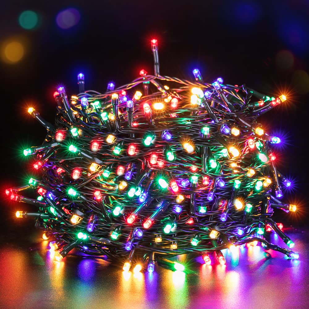 Quntis 132FT 300LEDs Battery Operated Christmas Lights - Waterproof Outdoor Indoor String Lights with 8 Modes & Timer for Xmas Tree, Garden, Party - Multicolor | Perfect for Holiday Decorations, Wedding, Patio, and Home Decor