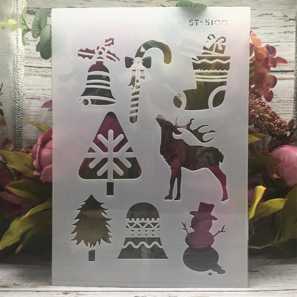 Christmas Planner Stencils Set - A4 29cm DIY Layering Templates for Wall Painting, Scrapbooking, Coloring, Embossing & Album Decoration | Perfect for Holiday Crafts, Card Making, and DIY Gift Wrapping