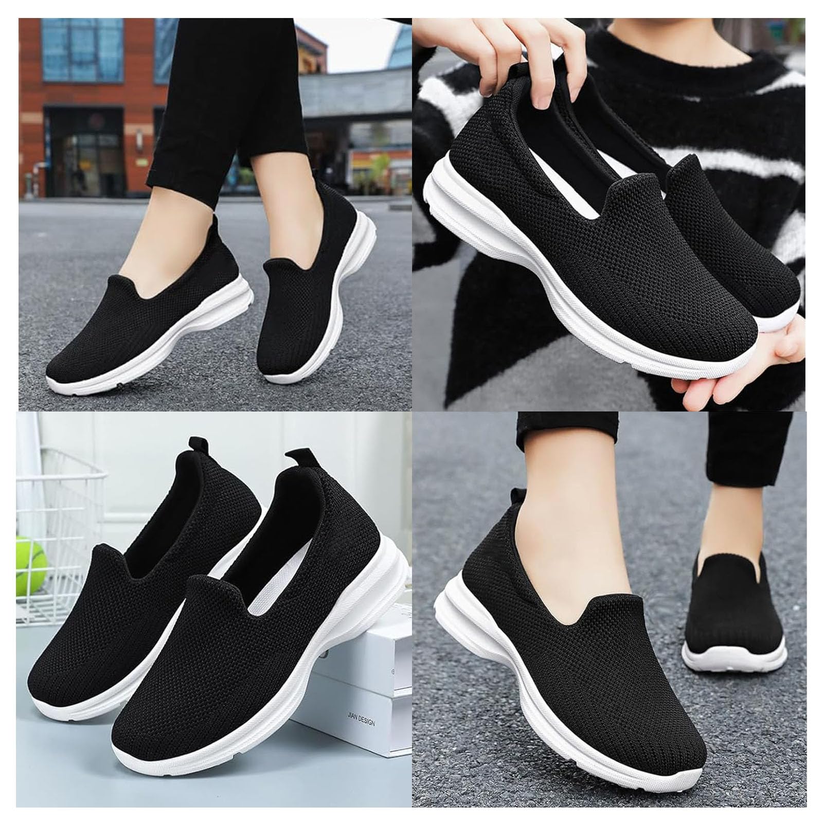 **Women's Orthopedic Sneakers with Arch Support - Slip-On Walking Shoes for Women - Non-Slip Low Top Work Shoes - Breathable Mesh Casual Sneakers for Work, Walking & Everyday Comfort**