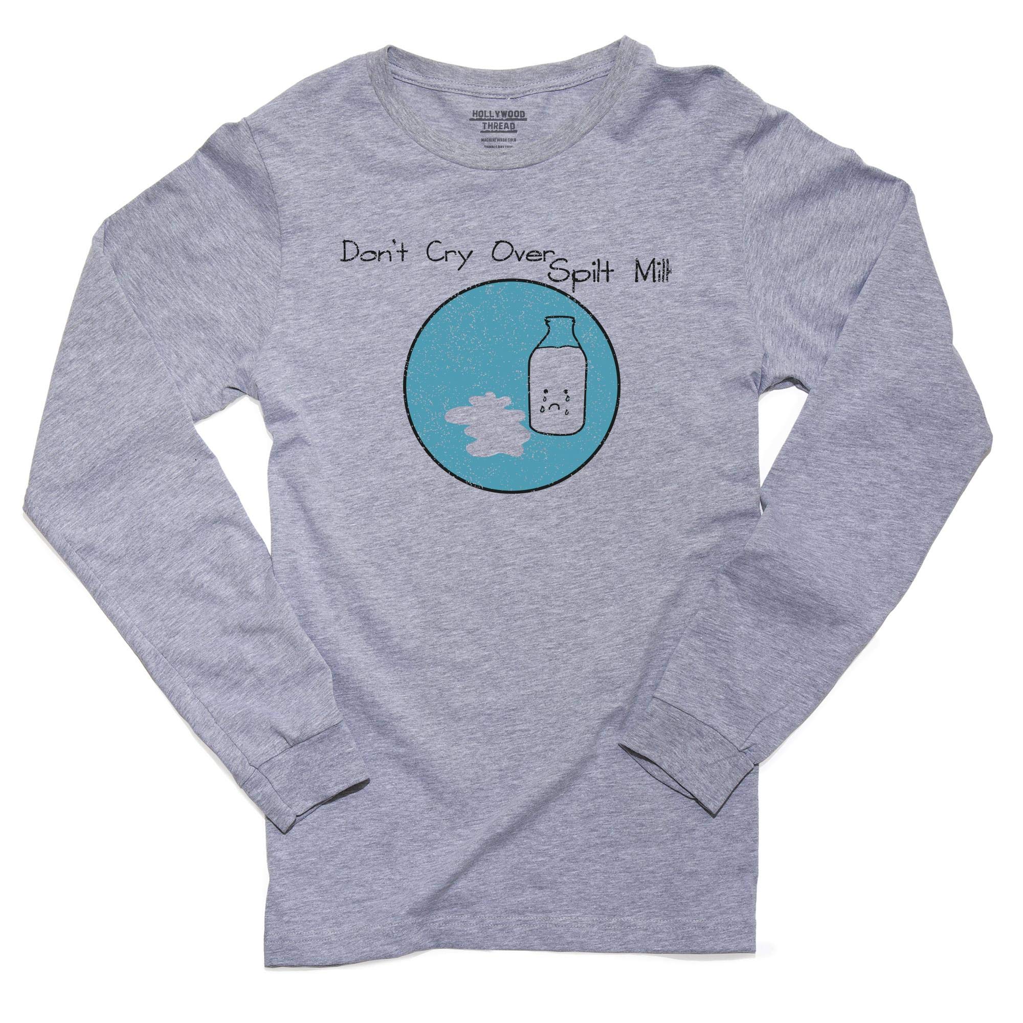 Funny 'Don't Cry Over Spilt Milk' Men's Long Sleeve T-Shirt - Hollywood Thread Design for Casual Wear & Gifts