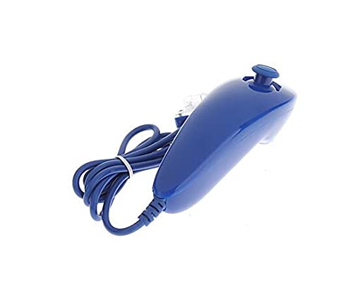 Left Handed Wii & Wii U Nunchuk Controller - Ergonomic Curved Chicken Leg Shaped Remote Handle (Blue) | Perfect for Gaming, Fitness Training & Family Entertainment