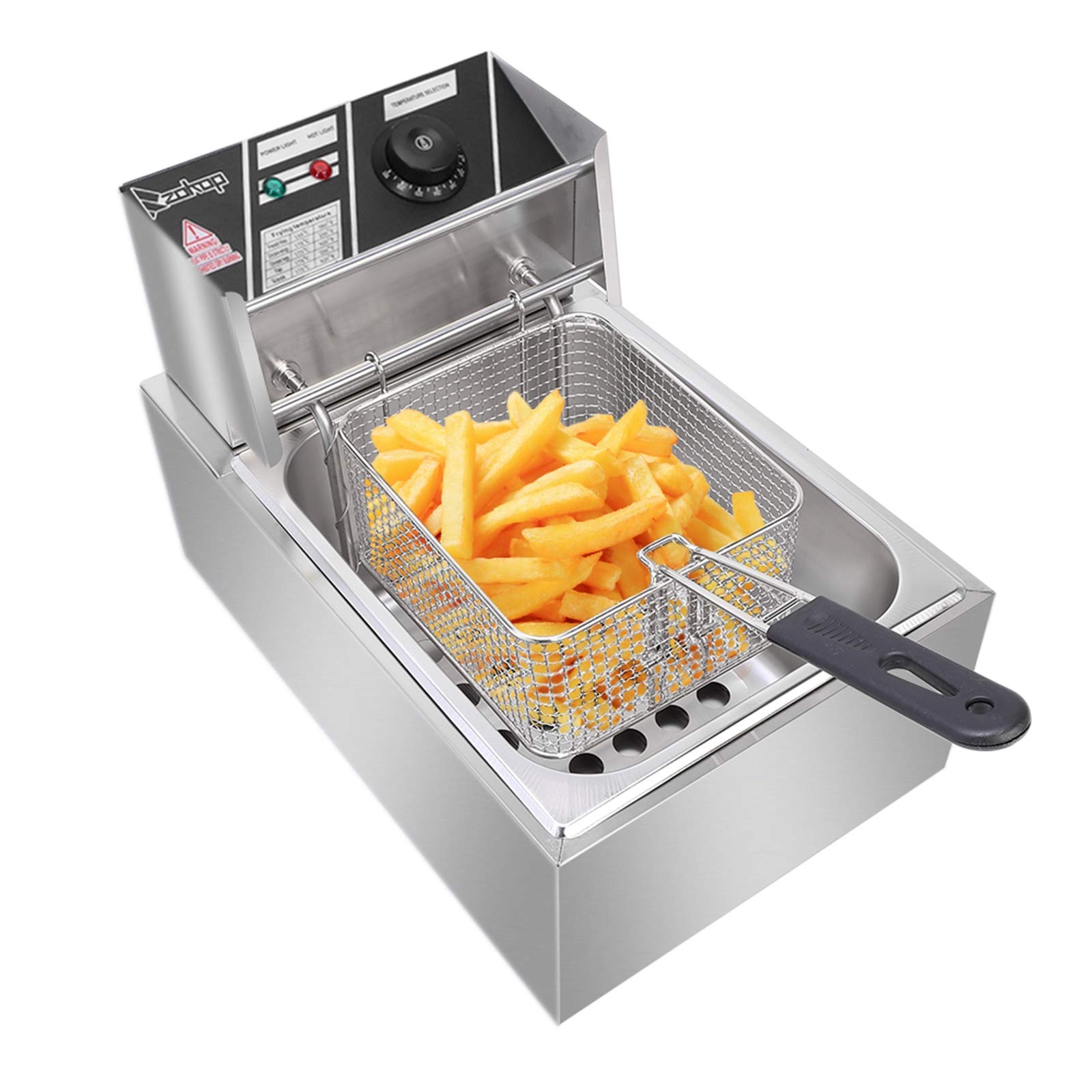 5000W 110V Commercial & Home Electric Deep Fryer - 12.7Qt (6L) Stainless Steel with 2 Removable 6.35Qt Baskets & Temperature Control - Perfect for Restaurants, Catering, Home Cooking, and Large Family Gatherings