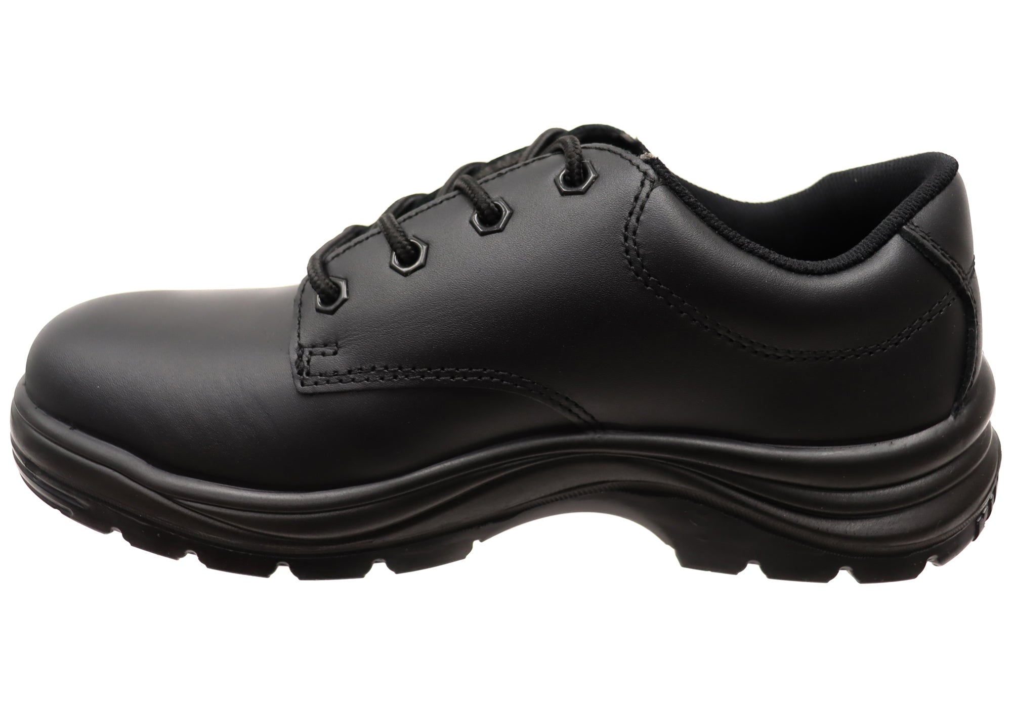 KingGee Men's Slip Resistant Safety Leather Work Shoes - Non-Slip Steel Toe Work Boots for Construction, Warehouse & Industrial Use