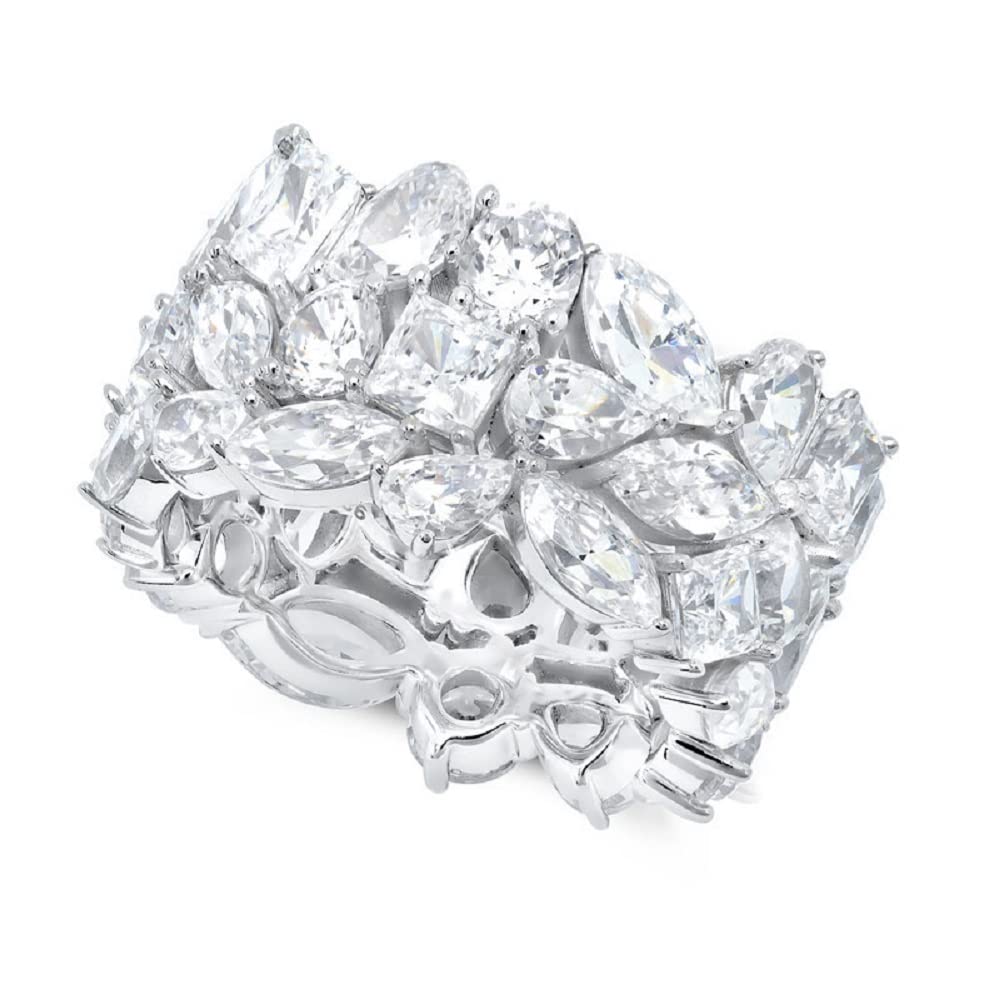 925 Sterling Silver Women's Luxury Sparkling Pear-Shaped Cubic Zirconia Ring - Diamond Simulant Eternity Band for Engagement, Wedding, Anniversary & Cocktail Parties (Size 8) | Elegant Gift for Her, Perfect for Bridal Jewelry & Special Occasions