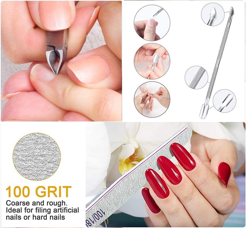 D.B.Z. Professional Manicure Nail File Kit - 12-Piece Complete Nail Care Set with Double-Sided Nail File, Buffer Block, 7-Way Nail File, Cuticle Clipper & Pusher - Perfect for Salon, Home Nail Art & DIY Manicures