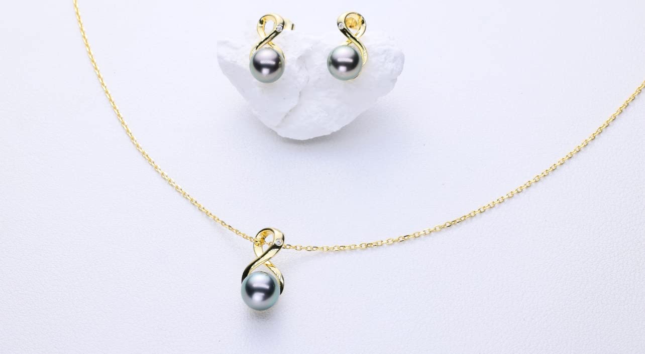 AAA Tahitian Black Pearl Pendant Necklace - 18K Gold Over Sterling Silver Jewelry for Women | Perfect Birthday, Anniversary Gift for Wife, Mom & Daughter | Elegant for Weddings, Parties & Special Occasions