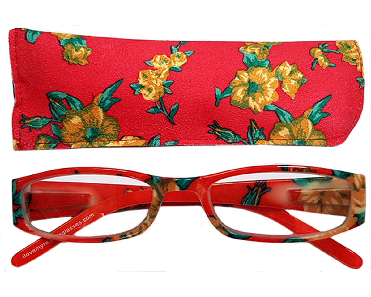 Stylish Floral Red +1.0 Reading Glasses for Women - Trendy Fashion Eyewear for Reading, Working & Daily Use