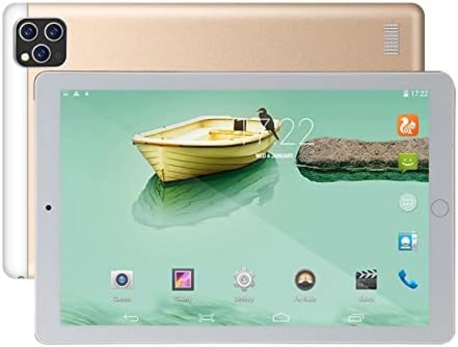 10 Inch Android Tablet with 3G/4G LTE, Dual SIM Slots, Quad-Core Processor, HD Touchscreen, WiFi, Bluetooth, GPS - Gold | Perfect for Travel, Business & Entertainment