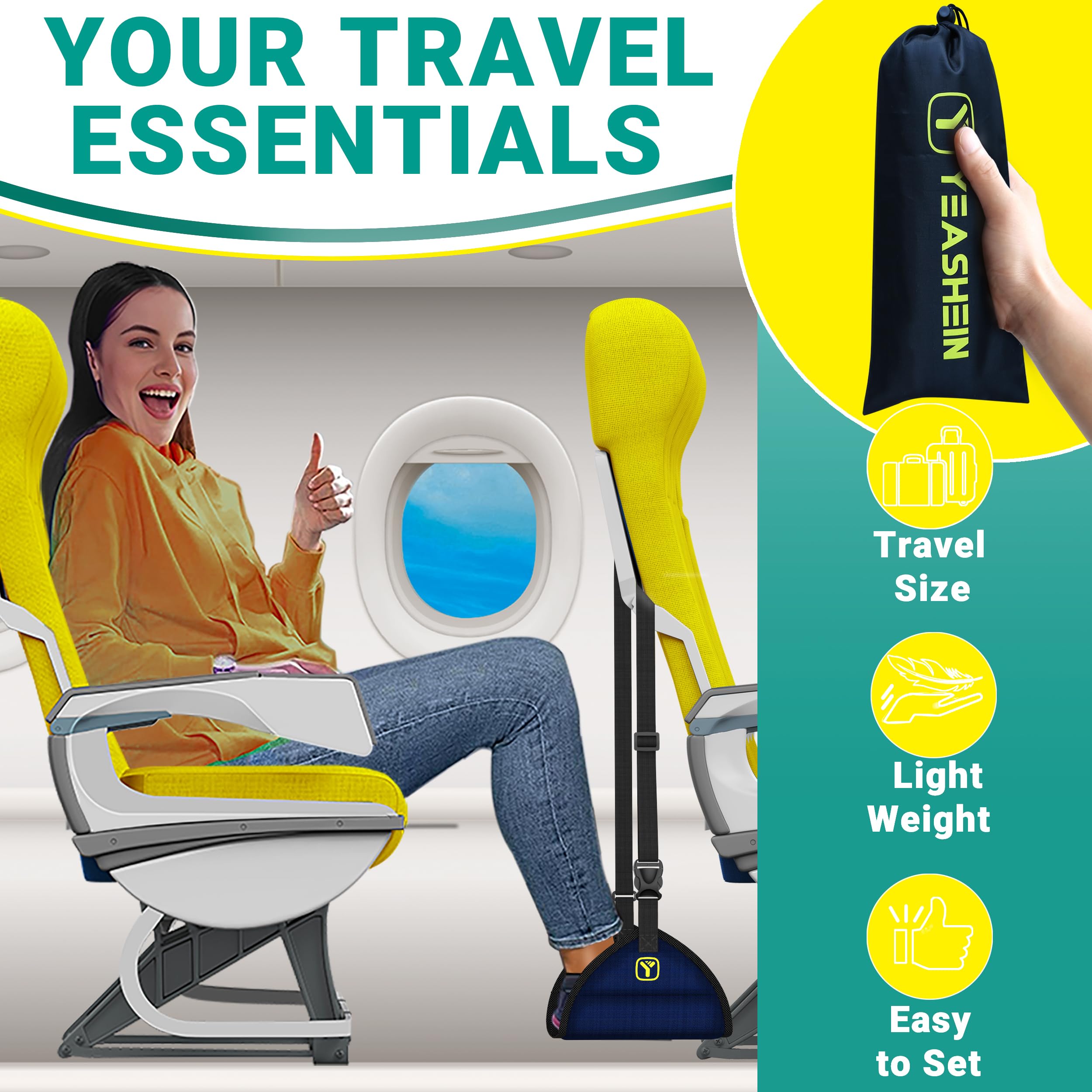 Airplane Foot Hammock - Comfortable Travel Foot Rest for Flights | Portable Foot Support for Long Plane Rides | Perfect for Economy Class & Road Trips
