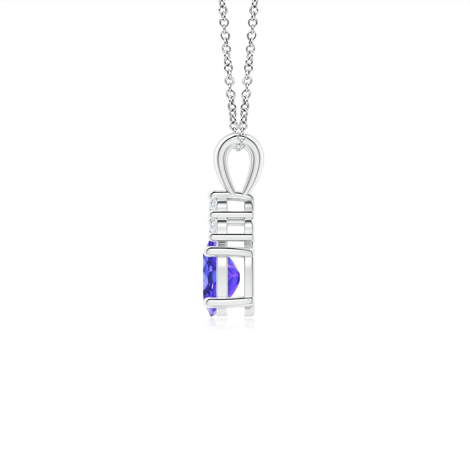 Natural Oval Tanzanite Solitaire Pendant with Trio Diamond Accents in Sterling Silver, 14K Solid Gold or Platinum | December Birthstone Jewelry for Women | Perfect Birthday, Engagement, Anniversary & Wedding Gift | Elegant Necklace for Everyday Wear, Special Occasions & Romantic Gifts