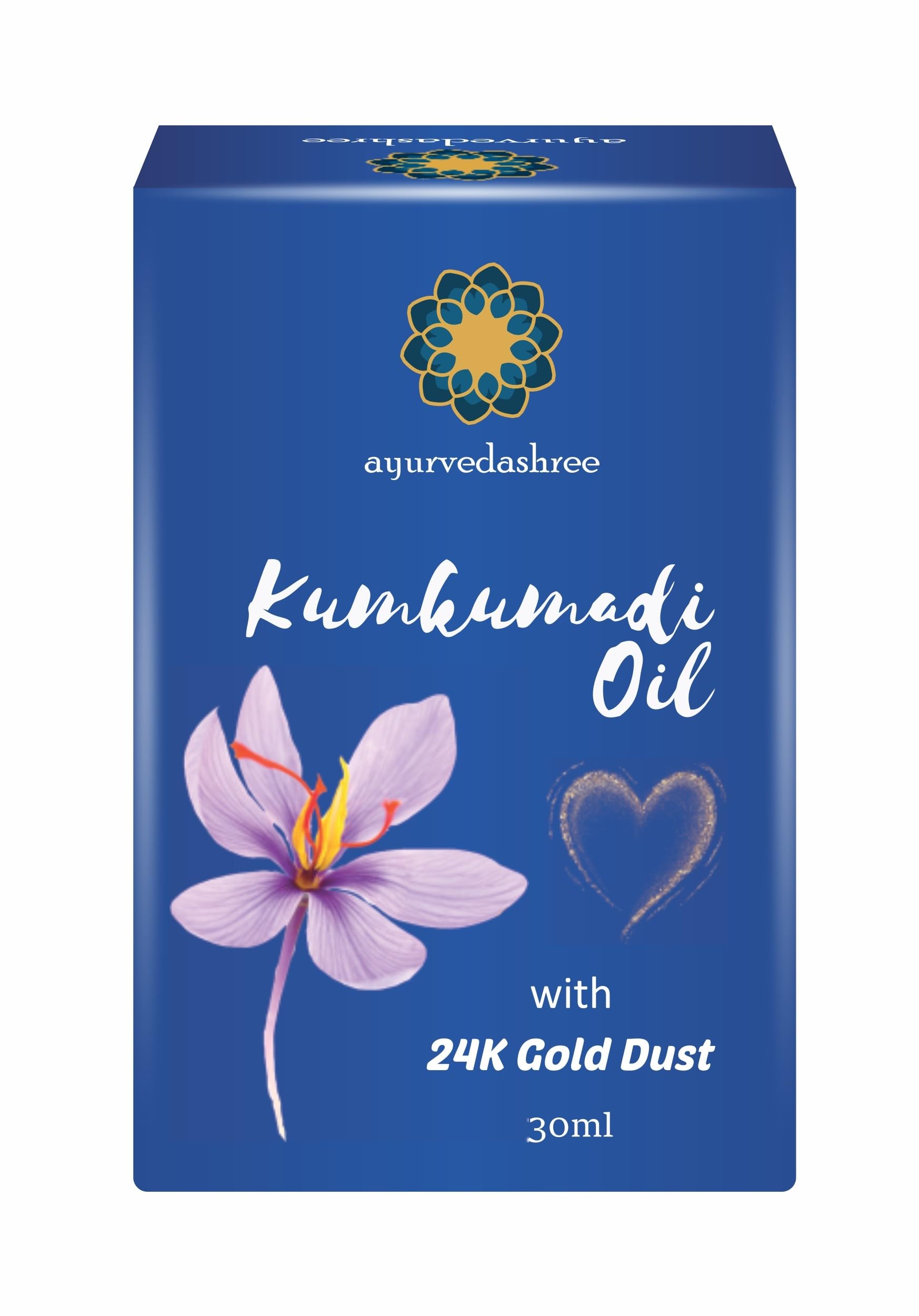 Kumkumadi Face Oil 30ml with 24K Gold Flakes - Ayurvedic Anti-Aging Facial Oil with Almond, Sesame, Olive, Walnut, Castor, Coconut, Jojoba & Carrot Seed Oils - Natural Skincare for Glowing Skin, Wrinkle Reduction & Nighttime Hydration