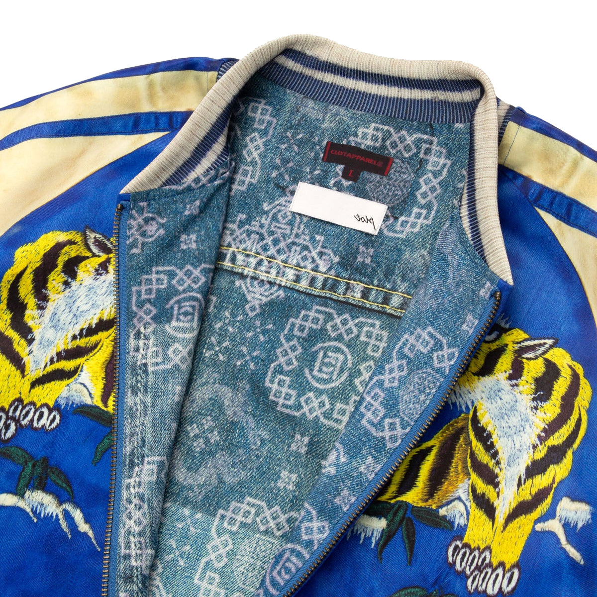 TOLQ Reversible Printed Souvenir Jacket - Blue | Vintage Style Windbreaker for Men & Women | Perfect for Travel, Streetwear, and Casual Outfits