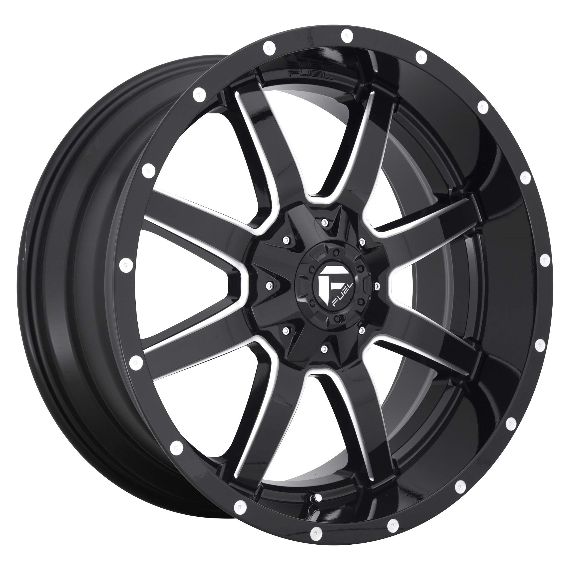 FUEL 1PC MAVERICK Gloss Black Milled Wheel 18x9 8x180.00 - High Performance Alloy Rims for Trucks & SUVs - Perfect for Off-Roading, Custom Builds & Street Style Upgrades