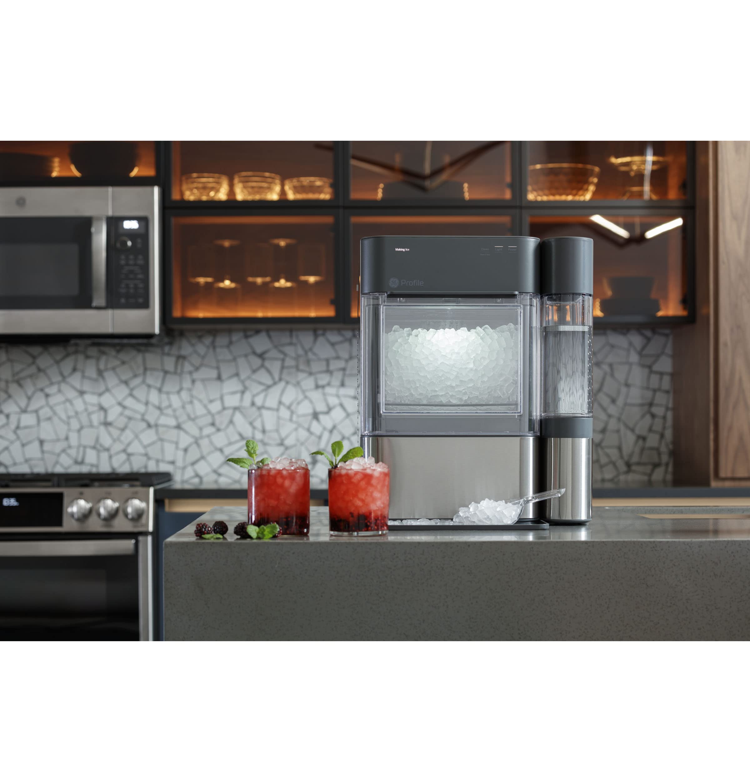 GE Profile Opal 2.0 Countertop Nugget Ice Maker with Side Tank & WiFi - Smart Home Kitchen Appliance - Stainless Steel (Renewed) - Perfect for Cocktails, Sodas & Home Entertaining