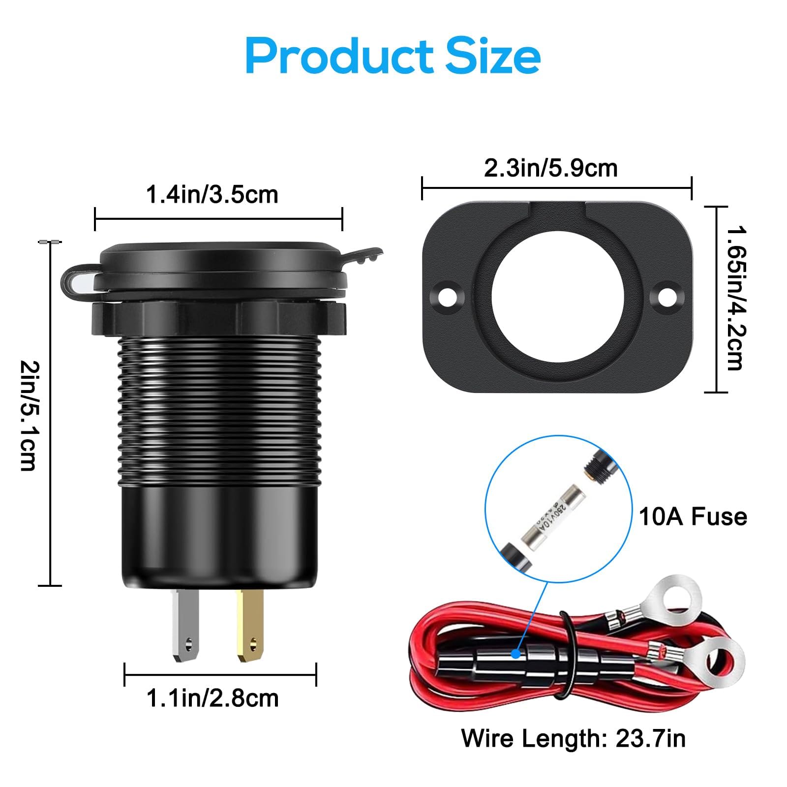 Linkstyle Dual PD Type C & Dual QC3.0 USB Car Charger Socket with LED Voltmeter - Fast Charging Power Outlet Panel for RV, Car, Boat | Perfect for Road Trips & Marine Adventures