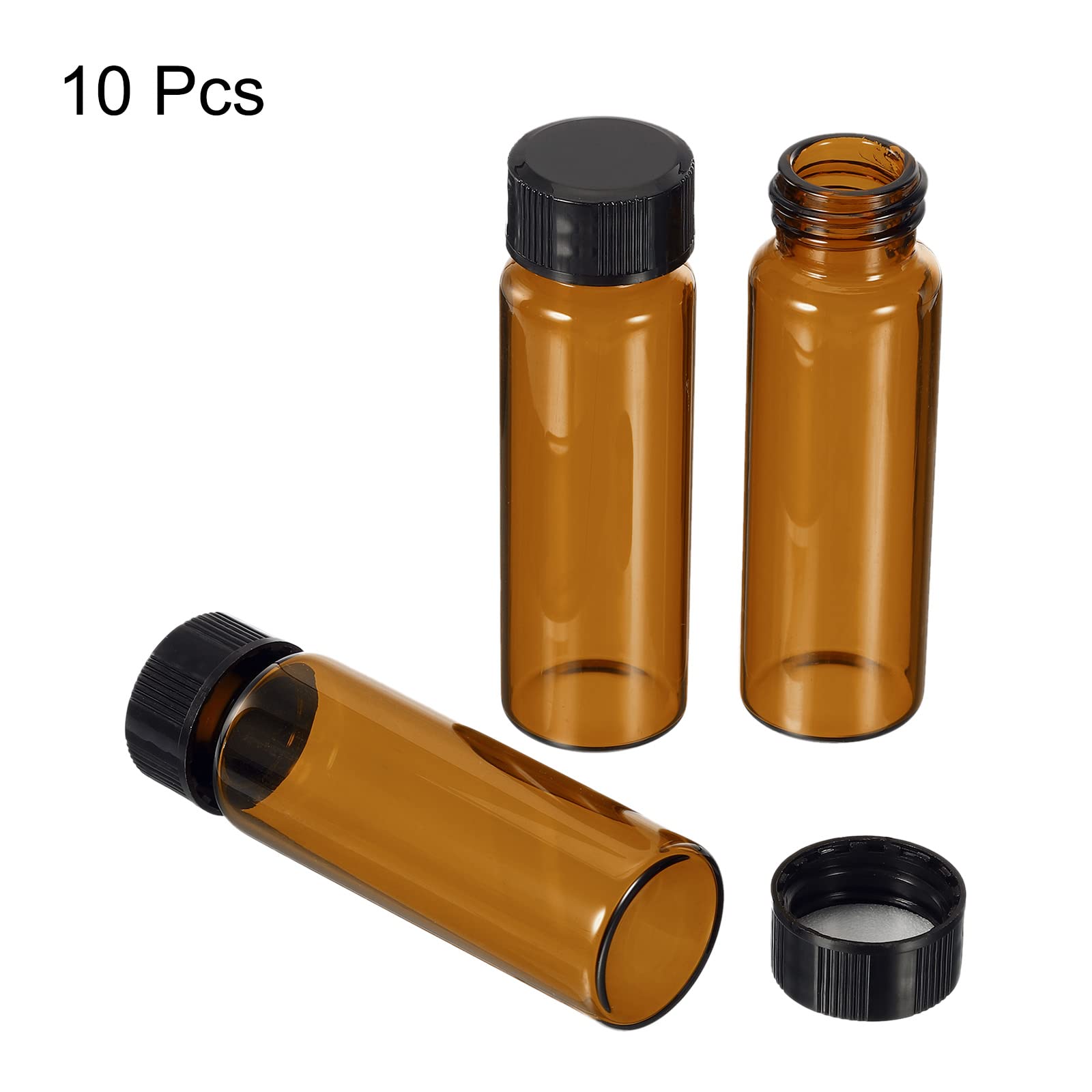 15mL Reagent Media Bottles - 10 Pack Round Glass Storage Bottles with Plastic Screw Caps for Lab & Home Use | Ideal for Chemical Solutions, Essential Oils & DIY Projects
