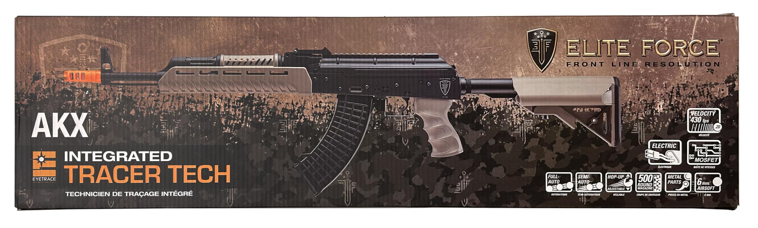 Elite Force AKX AEG Automatic 6mm BB Rifle Airsoft Gun with Built-in EyeTrace LED Tracer Unit - Perfect for Tactical Training, Airsoft Battles & Outdoor Shooting Games