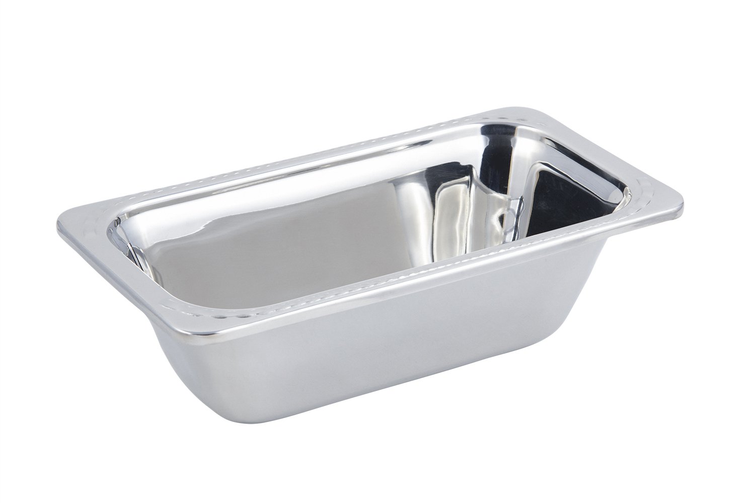 Bon Chef 5613 Stainless Steel 1/3 Size Food Pan with Arches Design - 2 Quart Capacity (13-1/16