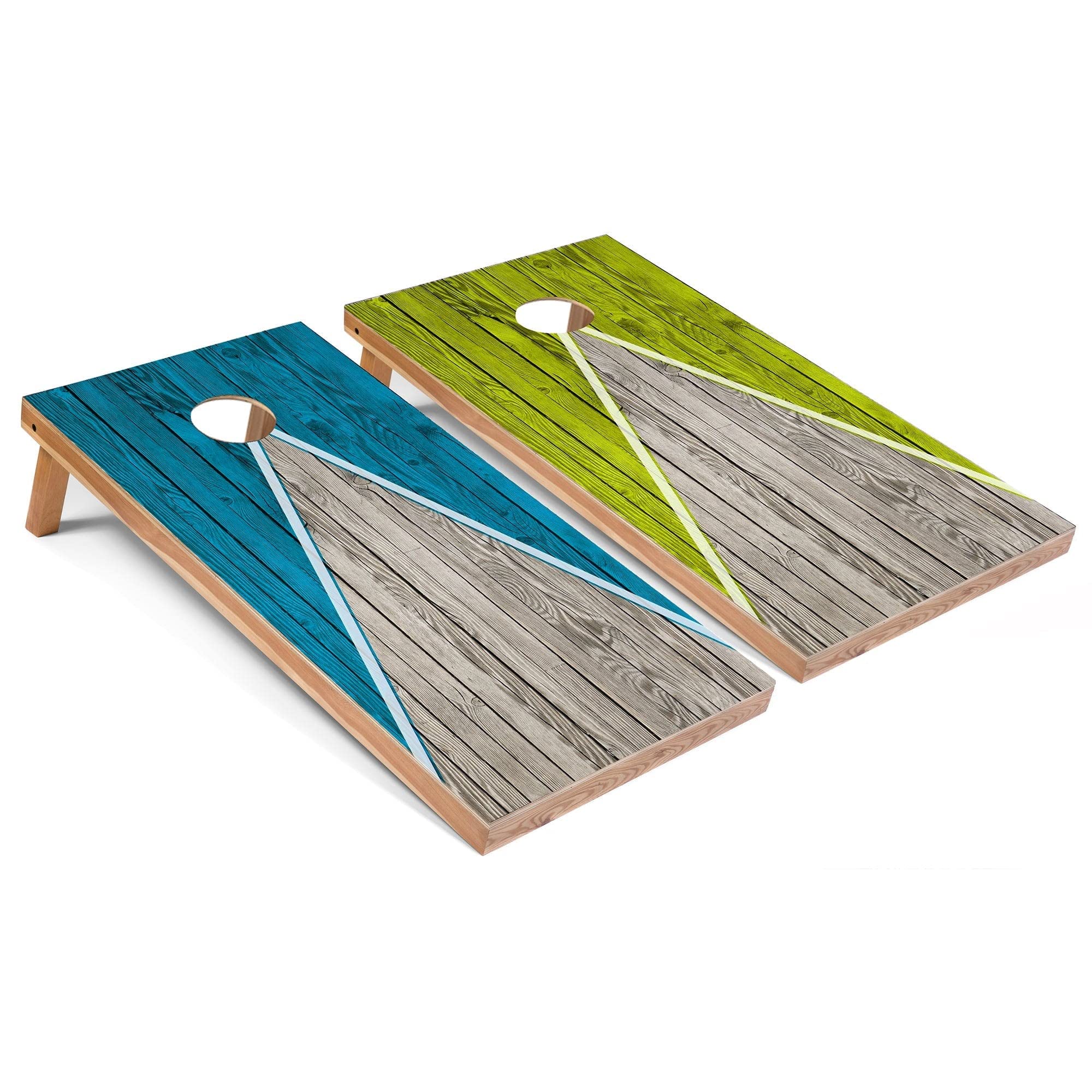Skip's Garage Turquoise & Lime Regulation Size Cornhole Set - Solid Wood or All-Weather Portable Cornhole Game for Backyard, Tailgate Parties & Outdoor Events