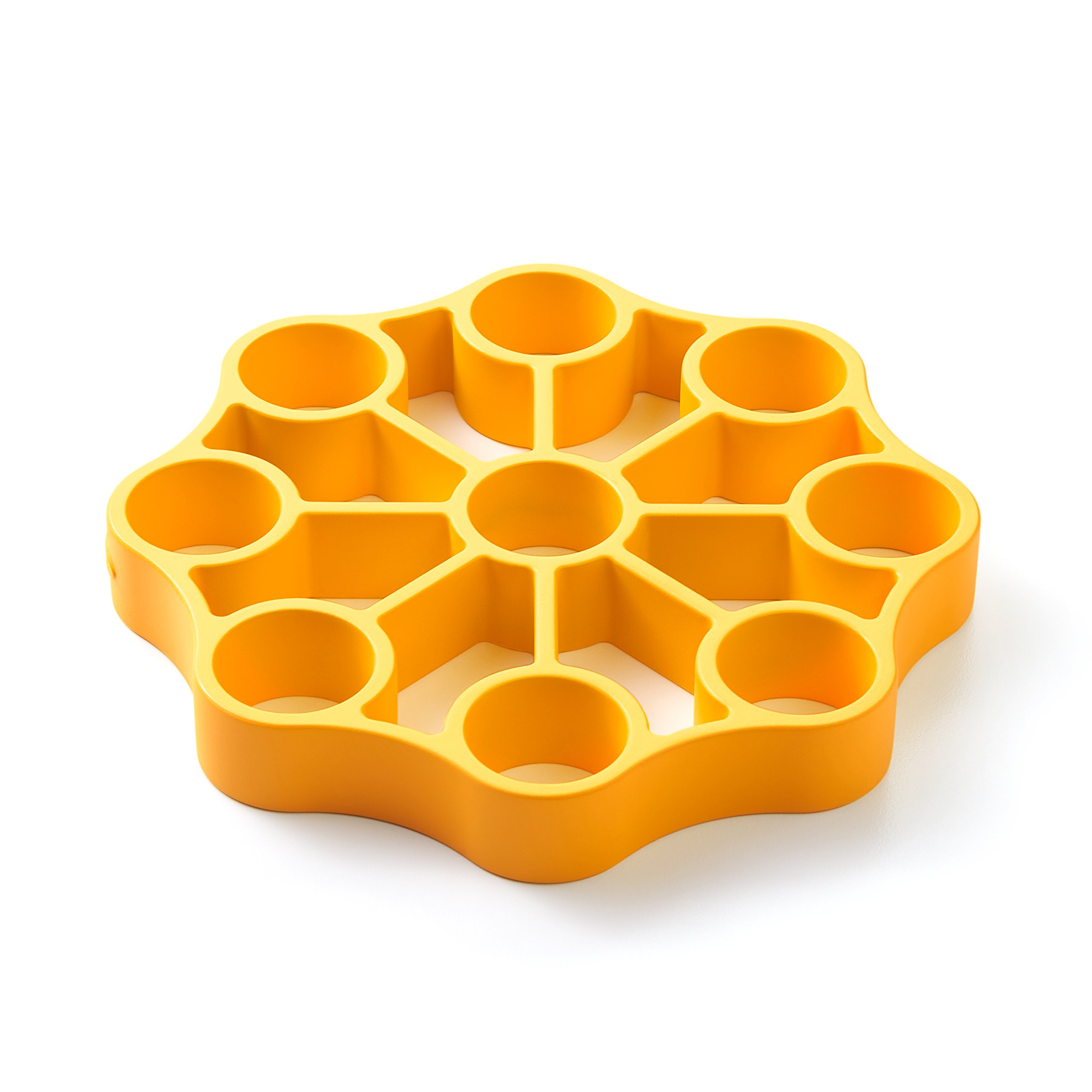 OXO Good Grips Silicone Egg Rack - Space-Saving Kitchen Organizer for Hard Boiled Eggs (Yellow, One Size) | Perfect for Breakfast Meal Prep, Picnics & Easter Decorations