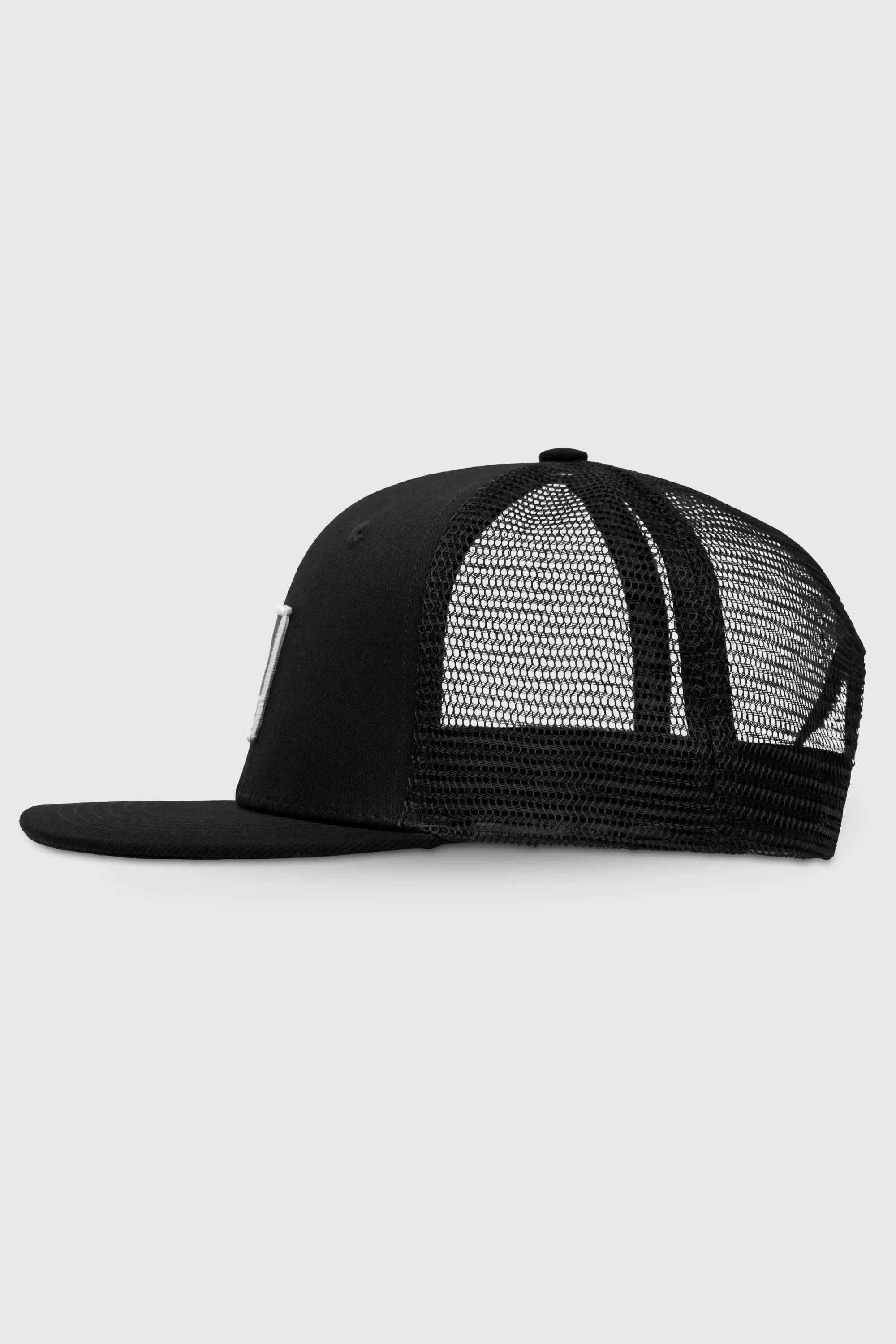 Black Embroidered Logo Trucker Hat - Adjustable Snapback Cap for Men & Women - Perfect for Outdoor Activities, Sports & Casual Wear