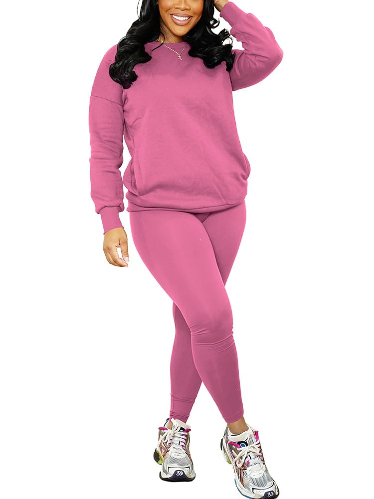 Nimsruc Women's 2-Piece Sweatsuit Set - Long Sleeve Pullover & Jogger Pants with Pockets | Casual Loungewear for Home, Gym, and Everyday Wear
