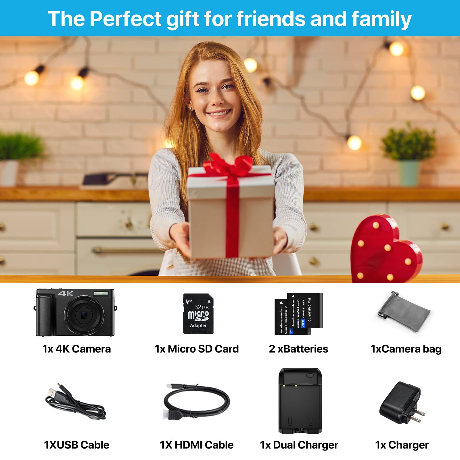 4K Digital Camera with 48MP Autofocus - Vlogging Camera for YouTube with 3