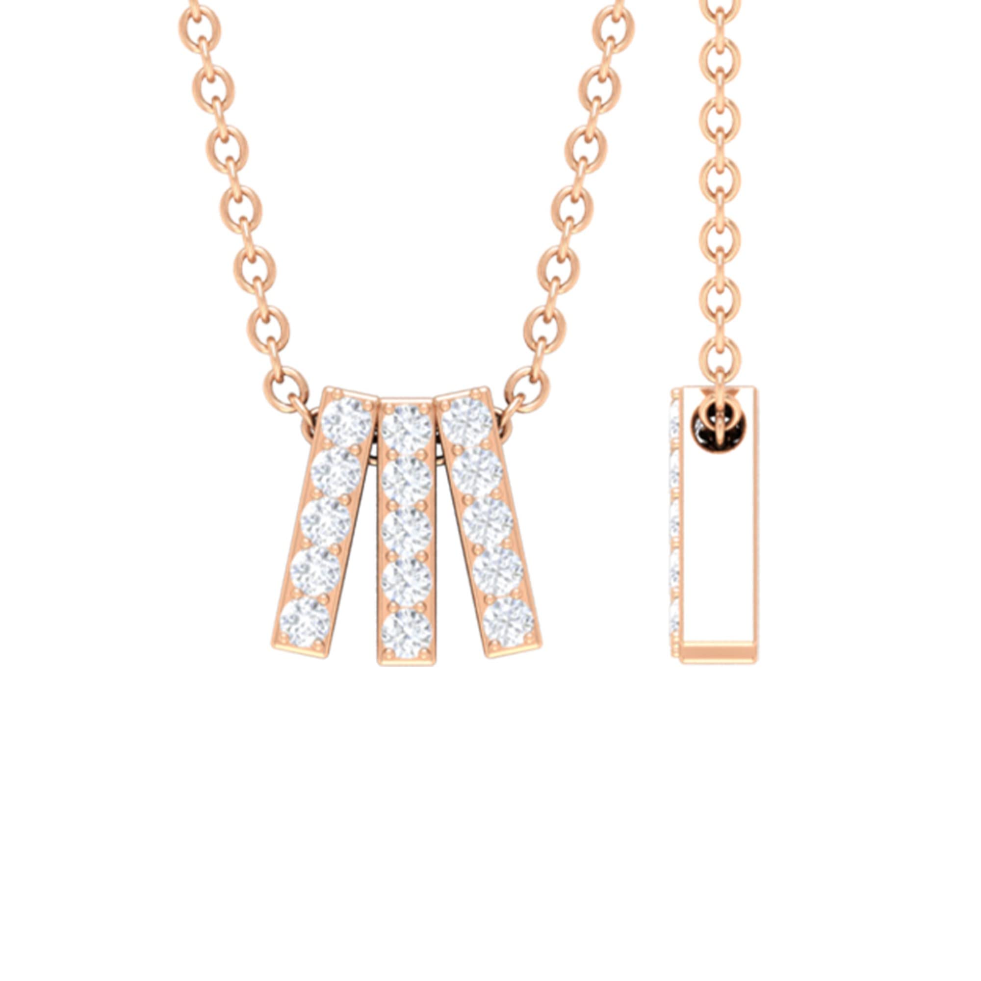 0.25 CT Diamond Pendant Necklace for Women - 14K Solid Gold Three Bar Pendant with April Birthstone - Elegant Dainty Jewelry for Everyday Wear, Gift & Special Occasions