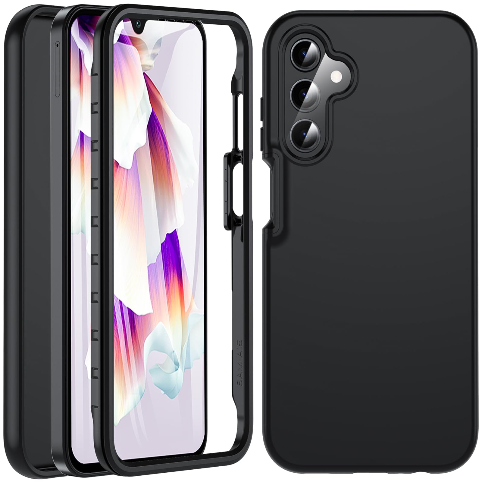 OWKEY Samsung A15 Case - Military Drop Protection with 9H Screen Protector for Daily Use
