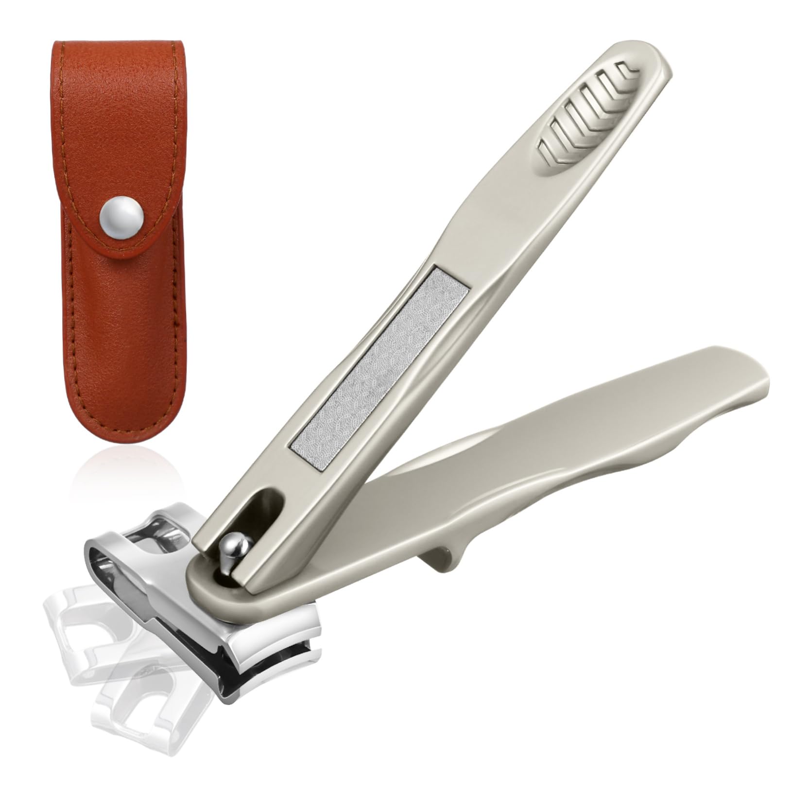 FRCOLOR 360° Rotating Nail Clipper for Men & Women - Professional Manicure & Pedicure Trimmer with Leather Cover - Perfect for Home, Travel, and Salon Use