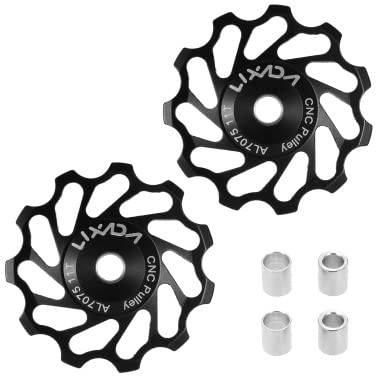 Premium 2-Pack MTB/Road Bike Ceramic Pulley Wheels - 7075 Aluminum Alloy Rear Derailleur Guide with Ceramic Bearings - High-Performance Cycling Jockey Wheels for Smooth Shifting on Mountain & Road Bikes