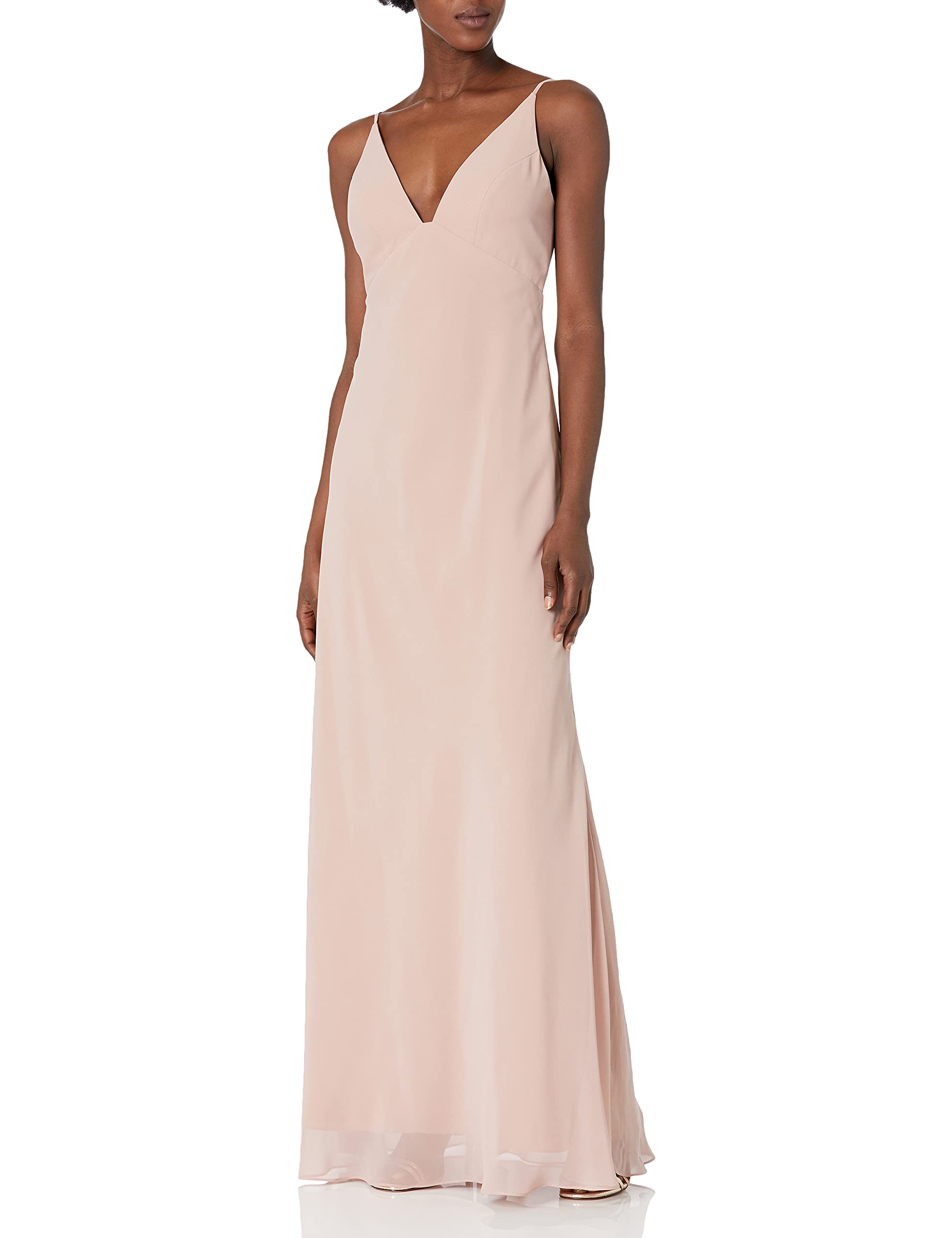 Jenny Yoo Women's Jude V-Neck Chiffon Slip Dress - Elegant Wedding Guest Dress for Bridesmaids, Evening Gowns & Special Occasions