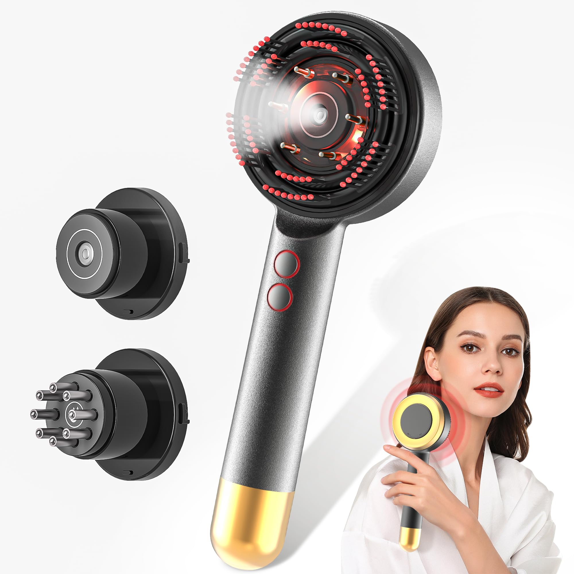 3-in-1 Electric Scalp Massager with Hair Oil Applicator & Atomization Function - Detachable Oil Chamber & Spray Nozzle for Easy Cleaning, Hair Growth Stimulator for Men & Women - Perfect for Home Hair Care & Salon Treatments