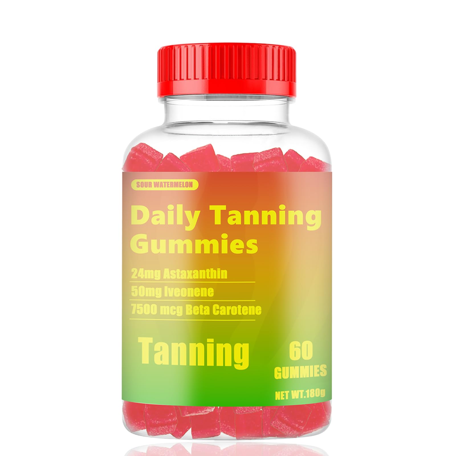 Tanning Gummies for Glowing Skin - Vegan, Non-GMO Supplement with Astaxanthin, Lycopene & Beta Carotene - 60 Count (1 Pack) for Sun-Kissed Complexion & Healthy Skin - Perfect for Beach Days & Summer Prep