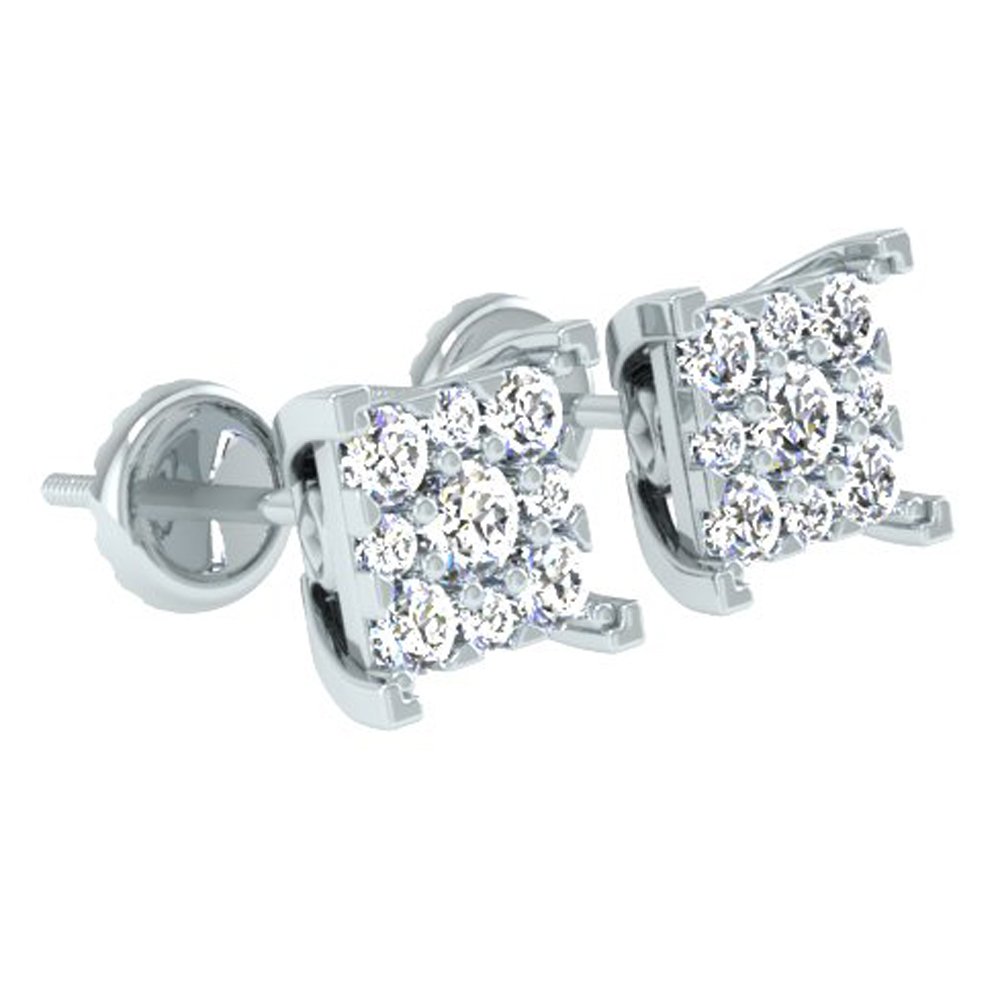 Dazzlingrock Collection 0.25 Carat Total Weight 10K White Gold Round Diamond Women's Cluster Stud Earrings - Elegant Gift for Anniversary, Birthday & Special Occasions