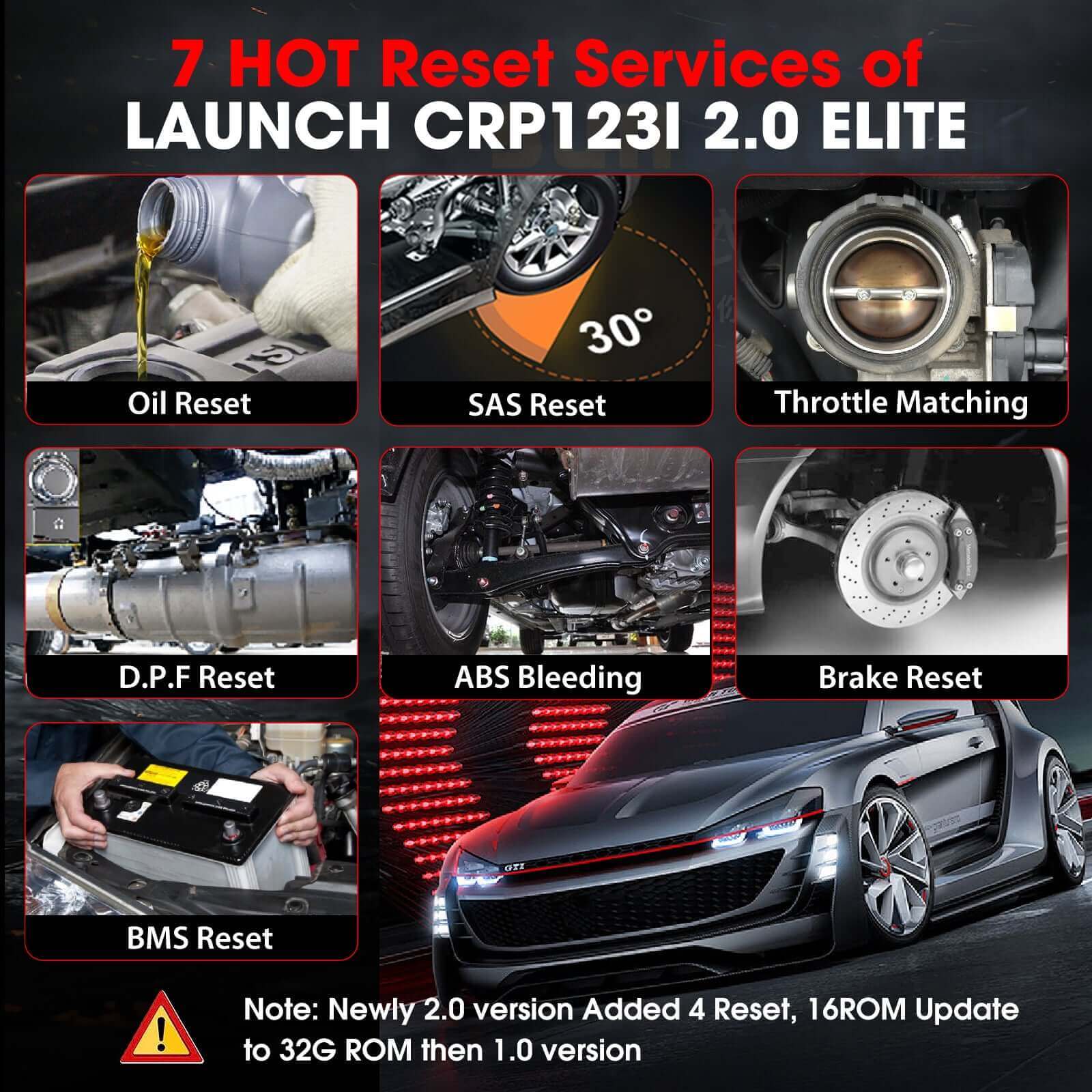2025 LAUNCH CRP123i V2.0 Elite OBD2 Scanner - Professional Car Diagnostic Tool for Engine, ABS, SRS & Transmission with 7 Reset Functions, Battery Test, FCA SGW | Free Lifetime Updates | Perfect for Mechanics & DIY Auto Repair
