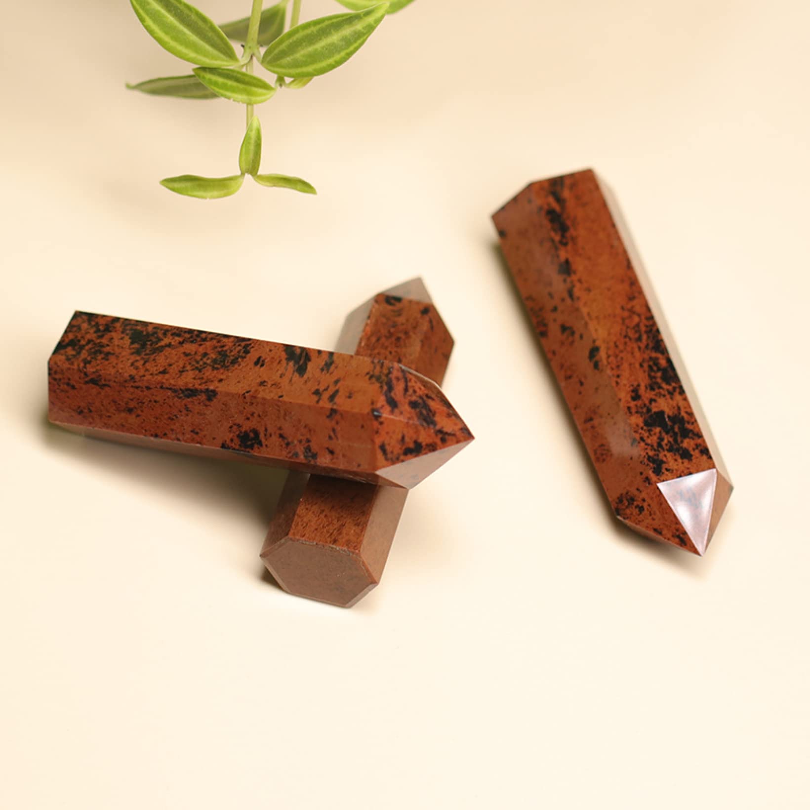 Natural Obsidian Red Hexagon Crystal Rod - Home Decor, Stone Collection, DIY Craft, Lucky Gift for Housewarming, Meditation & Healing