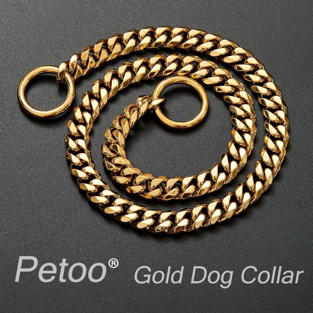Gold Cuban Link Dog Necklace Collar for Small Medium Large Dogs - Adjustable Stylish Pet Jewelry for Puppies & Adult Dogs - Perfect for Daily Walks, Parties & Photo Shoots