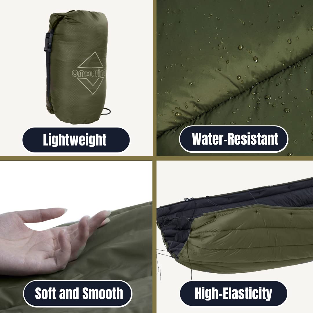 OneWind Windproof Camping Hammock Underquilt Protective Cover - Lightweight Insulation for Cold Weather Backpacking & Outdoor Adventures