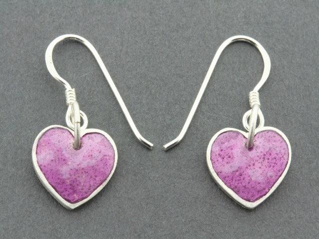 Handmade Purple Heart Drop Earrings - Enameled Dangle Jewelry for Women - Perfect for Weddings, Parties & Special Occasions