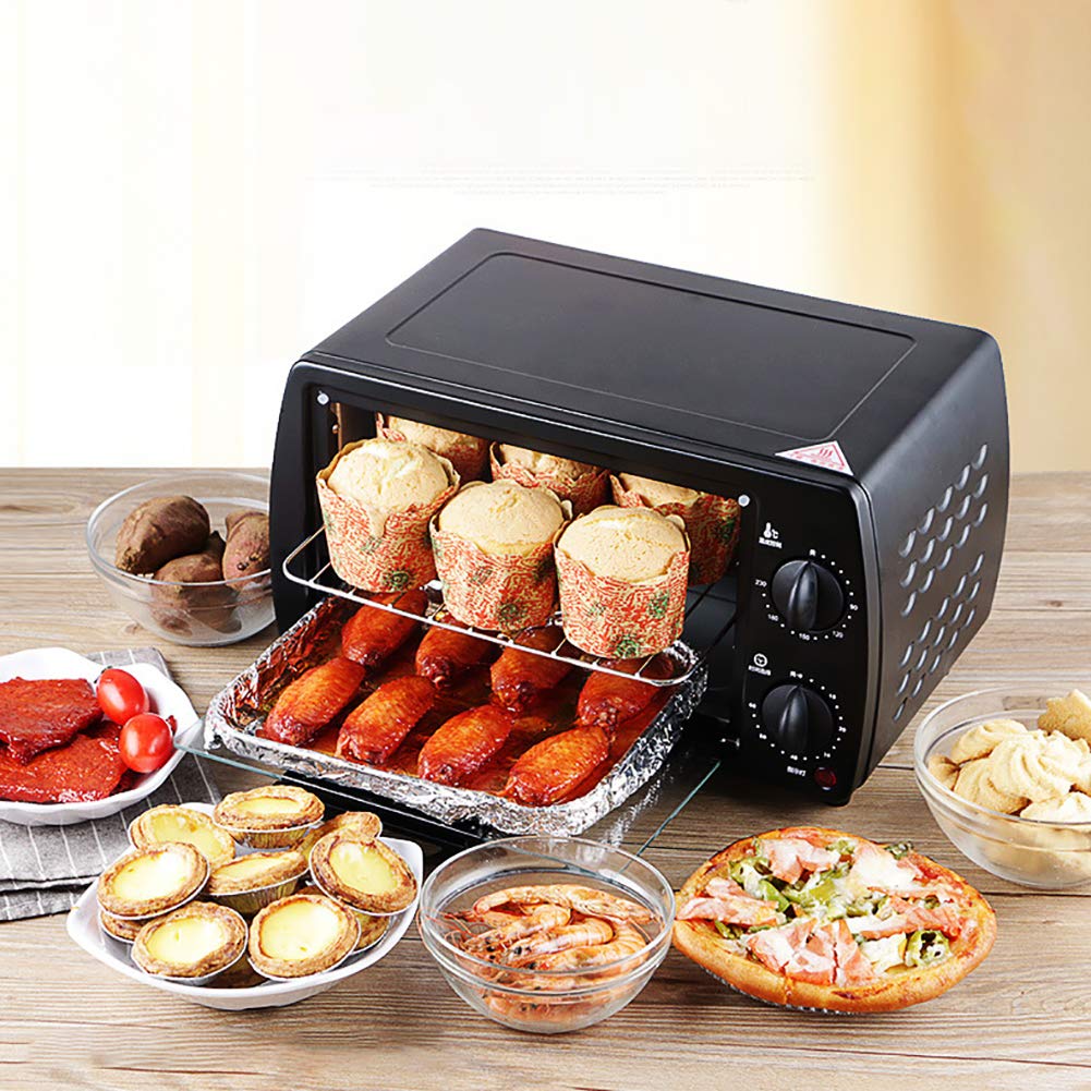 MIAOLEIE Mini Electric Oven with Grill & Toaster Function - 60 Minute Timer, Double Glass Door, 100-230℃ Temperature Range, Easy Clean 110V US Standard - Perfect for Baking, Roasting & Grilling Small Meals in Apartments, Dorms or Offices