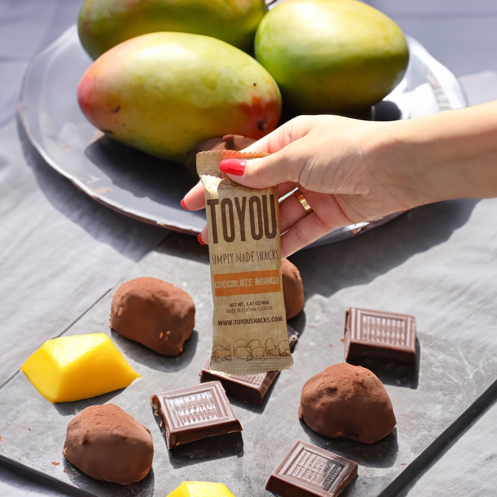 ToYou Granola Bars with Dried Fruit and Nuts - 14 Count, Gluten Free Healthy Snacks for Adults & Kids | High Protein Breakfast Bars, Office Snacks | Chocolate Mango Flavor for Energy Boost at Work, School or Hiking