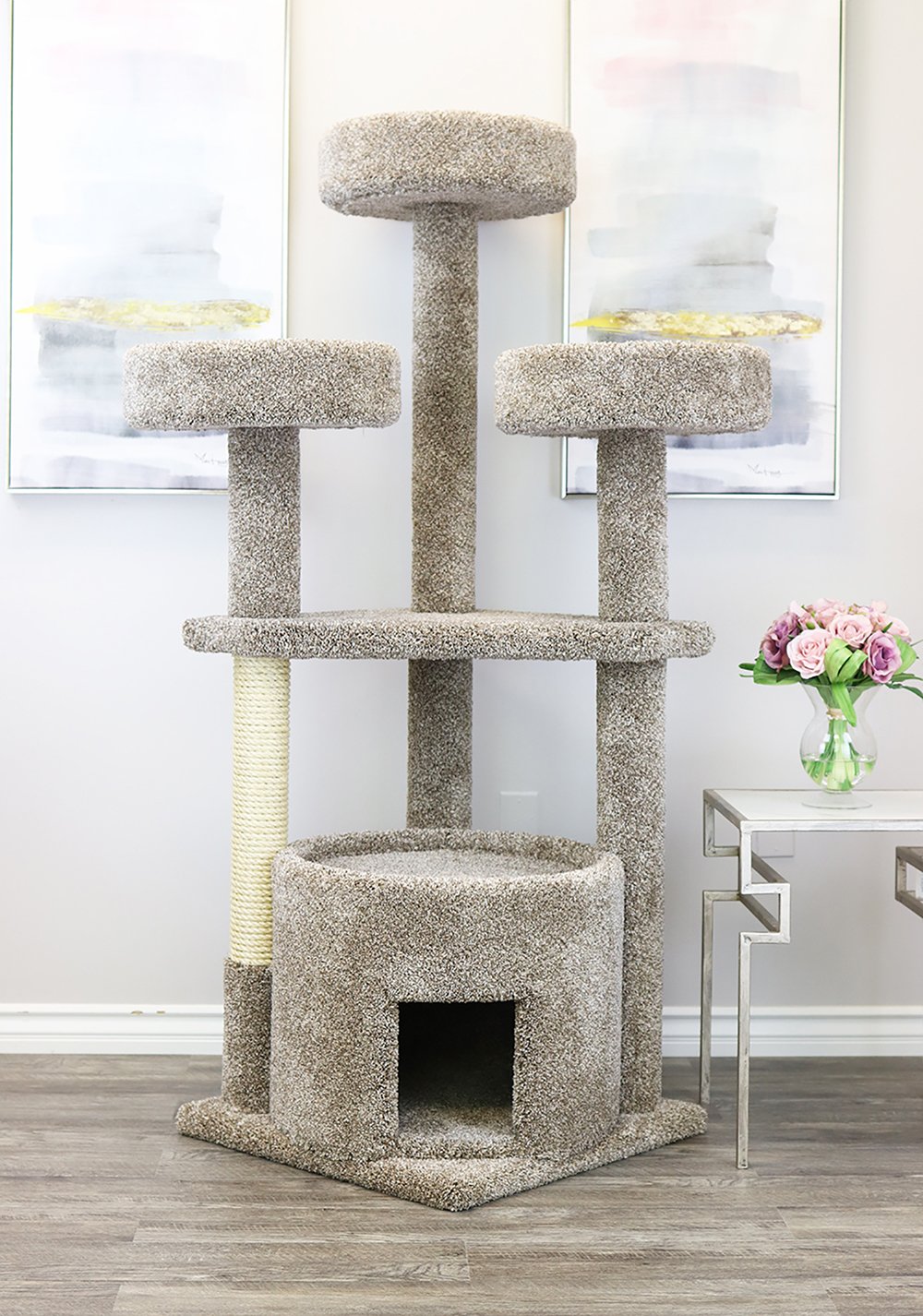 Premium Cat Tree for Large Cats - Sturdy 130014-Neutral Maine Coon Cat House with Scratching Posts & Perches | Perfect for Indoor Cats, Multi-Level Play & Relaxation