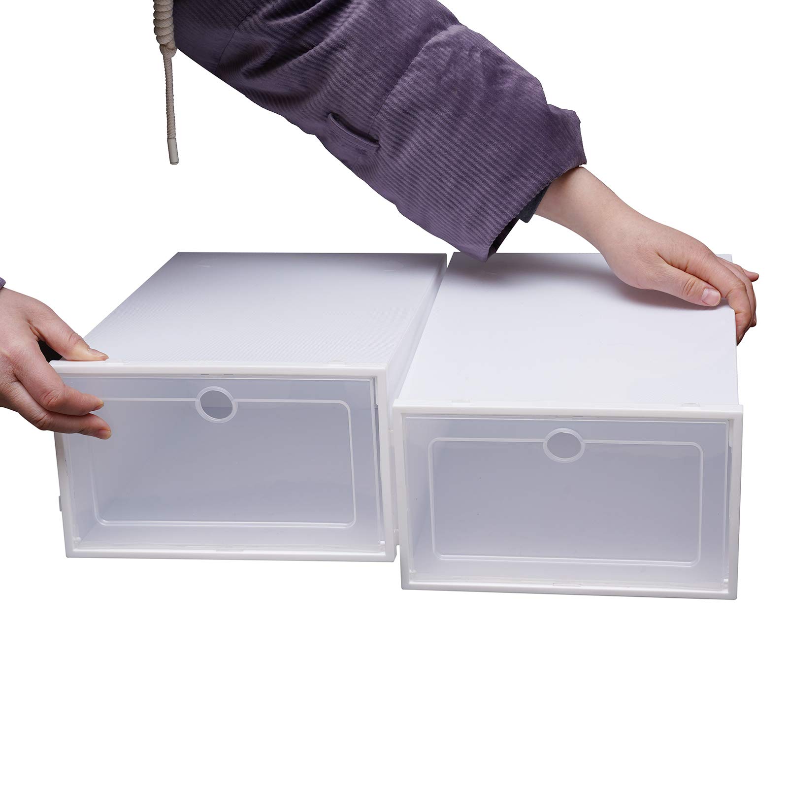 24-Piece Clear Plastic Stackable Shoe Storage Boxes - Space Saving Shoe Organizer for Closet, Under Bed & Entryway - Durable Shoe Box Containers for Men, Women & Kids Footwear Organization