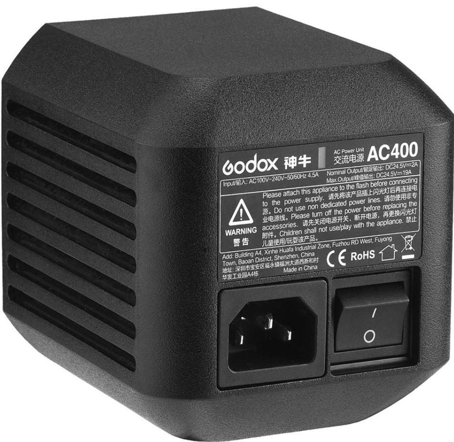 Godox AC Power Adapter for Witstro AD400Pro Studio Monolight - Perfect for Professional Photography & Video Lighting