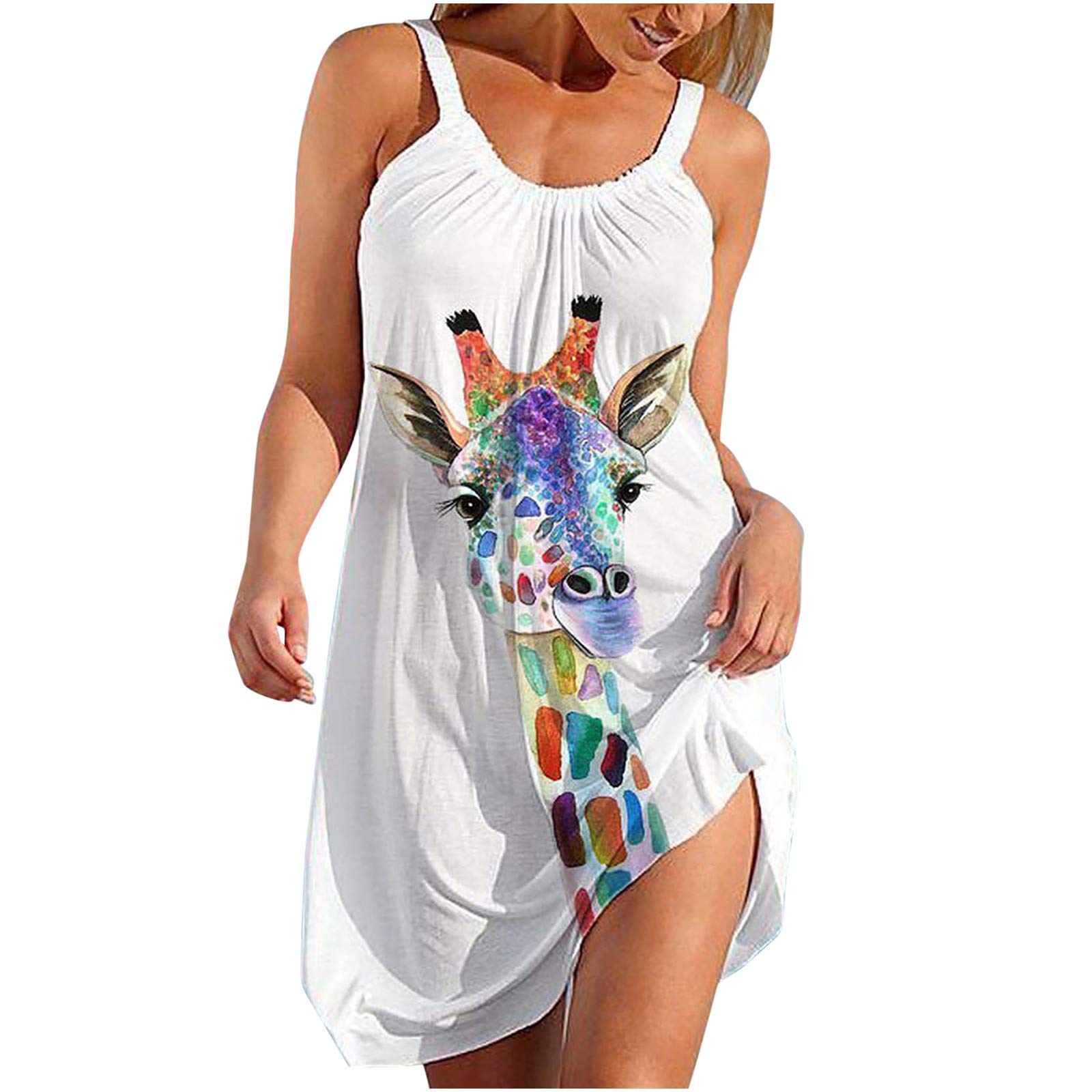 Women's Cartoon Print Sleeveless Wrap Dress for Party & Summer - Casual Nightdress for Beach, Vacation and Evening Outings